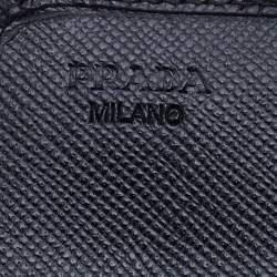 Pre Owned Prada Black Leather Crystal Embellished Continental Wallet