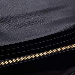 Pre Owned Prada Black Leather Crystal Embellished Continental Wallet