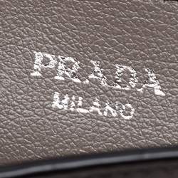 Pre Owned Prada Grey Studded Leather Sound Top Handle Bag