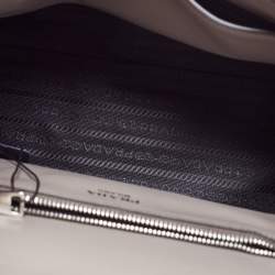 Pre Owned Prada Grey Studded Leather Sound Top Handle Bag