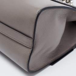Pre Owned Prada Grey Studded Leather Sound Top Handle Bag