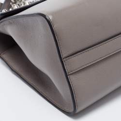 Pre Owned Prada Grey Studded Leather Sound Top Handle Bag