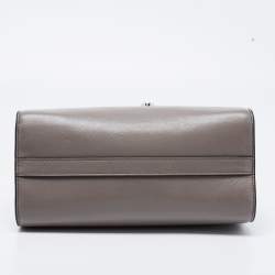 Pre Owned Prada Grey Studded Leather Sound Top Handle Bag