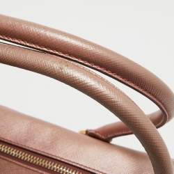 Pre Owned Prada Metallic Pink Saffiano Leather Bauletto Satchel