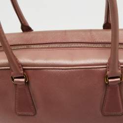 Pre Owned Prada Metallic Pink Saffiano Leather Bauletto Satchel
