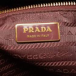 Pre Owned Prada Metallic Pink Saffiano Leather Bauletto Satchel