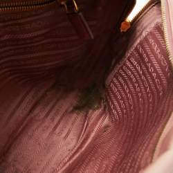 Pre Owned Prada Metallic Pink Saffiano Leather Bauletto Satchel