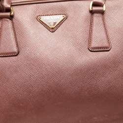 Pre Owned Prada Metallic Pink Saffiano Leather Bauletto Satchel