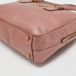 Pre Owned Prada Metallic Pink Saffiano Leather Bauletto Satchel