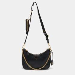 Pre Owned Prada Black Saffiano Lux Leather Re-Edition 2005 Shoulder Bag