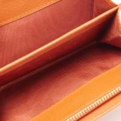 Pre Owned Prada Orange Saffiano Lux Leather French Wallet