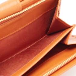 Pre Owned Prada Orange Saffiano Lux Leather French Wallet