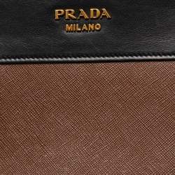 Pre Owned Prada Brown/Black Saffiano Lux and City Leather Esplanade Crossbody Bag