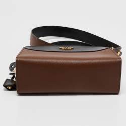 Pre Owned Prada Brown/Black Saffiano Lux and City Leather Esplanade Crossbody Bag