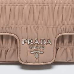 Prada Dusty Pink Gaufre Leather Small Flap Chain Shoulder Bag