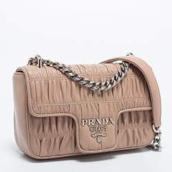 Prada Dusty Pink Gaufre Leather Small Flap Chain Shoulder Bag