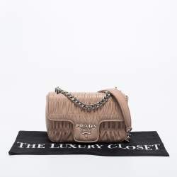 Prada Dusty Pink Gaufre Leather Small Flap Chain Shoulder Bag
