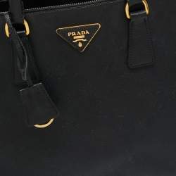 Pre Owned Prada Black Saffiano Lux Leather Large Galleria Double Zip Tote
