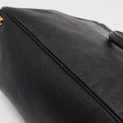 Pre Owned Prada Black Saffiano Lux Leather Large Galleria Double Zip Tote
