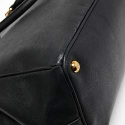 Pre Owned Prada Black Saffiano Lux Leather Large Galleria Double Zip Tote