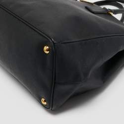 Pre Owned Prada Black Saffiano Lux Leather Large Galleria Double Zip Tote
