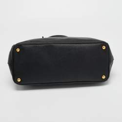 Pre Owned Prada Black Saffiano Lux Leather Large Galleria Double Zip Tote