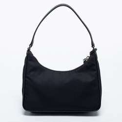 Pre Owned Prada Black Tessuto Nylon Mini Re-Edition 2005 Baguette Bag