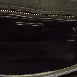Pre Owned Prada Khaki Green Saffiano Leather Small Sound Crossbody Bag