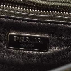 Pre Owned Prada Khaki Green Saffiano Leather Small Sound Crossbody Bag