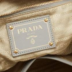 Pre Owned Prada Grey Denim Logo Tote