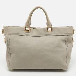 Pre Owned Prada Grey Denim Logo Tote