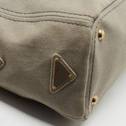 Pre Owned Prada Grey Denim Logo Tote