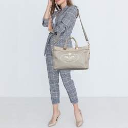 Pre Owned Prada Grey Denim Logo Tote