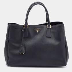Pre Owned Prada Black Saffiano Leather Large Gardener's Tote