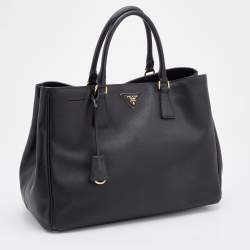 Pre Owned Prada Black Saffiano Leather Large Gardener's Tote