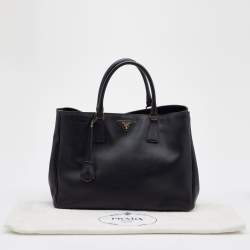 Pre Owned Prada Black Saffiano Leather Large Gardener's Tote