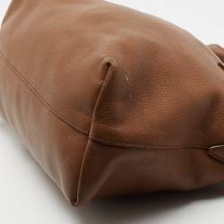 Pre Owned Prada Brown Vitello Daino Leather Top Zip Tote