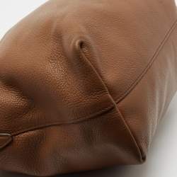 Pre Owned Prada Brown Vitello Daino Leather Top Zip Tote