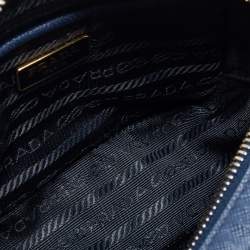 Pre Owned Prada Blue Leather Saffiano Lux Leather Camera Crossbody Bag