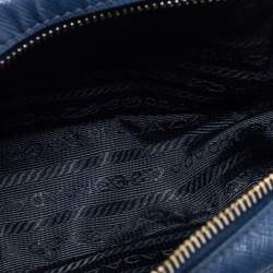 Pre Owned Prada Blue Leather Saffiano Lux Leather Camera Crossbody Bag