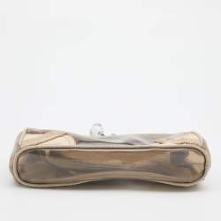 Prada Transparent/Grey Canvas and PVC Kisslock Clutch