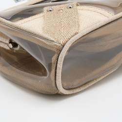 Prada Transparent/Grey Canvas and PVC Kisslock Clutch
