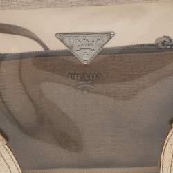Prada Transparent/Grey Canvas and PVC Kisslock Clutch