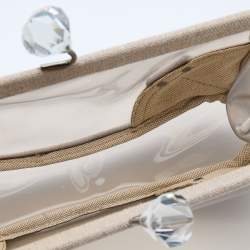 Prada Transparent/Grey Canvas and PVC Kisslock Clutch