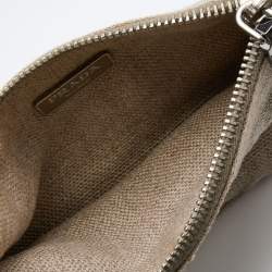 Prada Transparent/Grey Canvas and PVC Kisslock Clutch