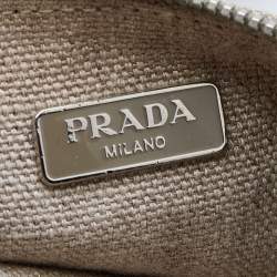 Prada Transparent/Grey Canvas and PVC Kisslock Clutch