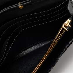 Pre Owned Prada Black Saffiano Lux Leather Wallet on Chain