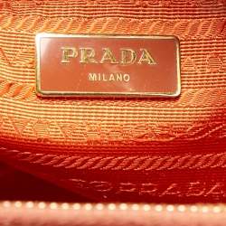 Pre Owned Prada Orange Saffiano Lux Leather Large Galleria Double Zip Tote