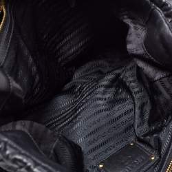 Pre Owned Prada Black Gaufre Leather Chain Tote