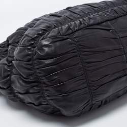 Pre Owned Prada Black Gaufre Leather Chain Tote